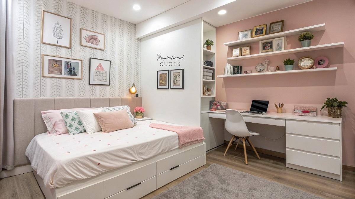 Дизайн спальни для девочки подростка в современном стиле - фото 1