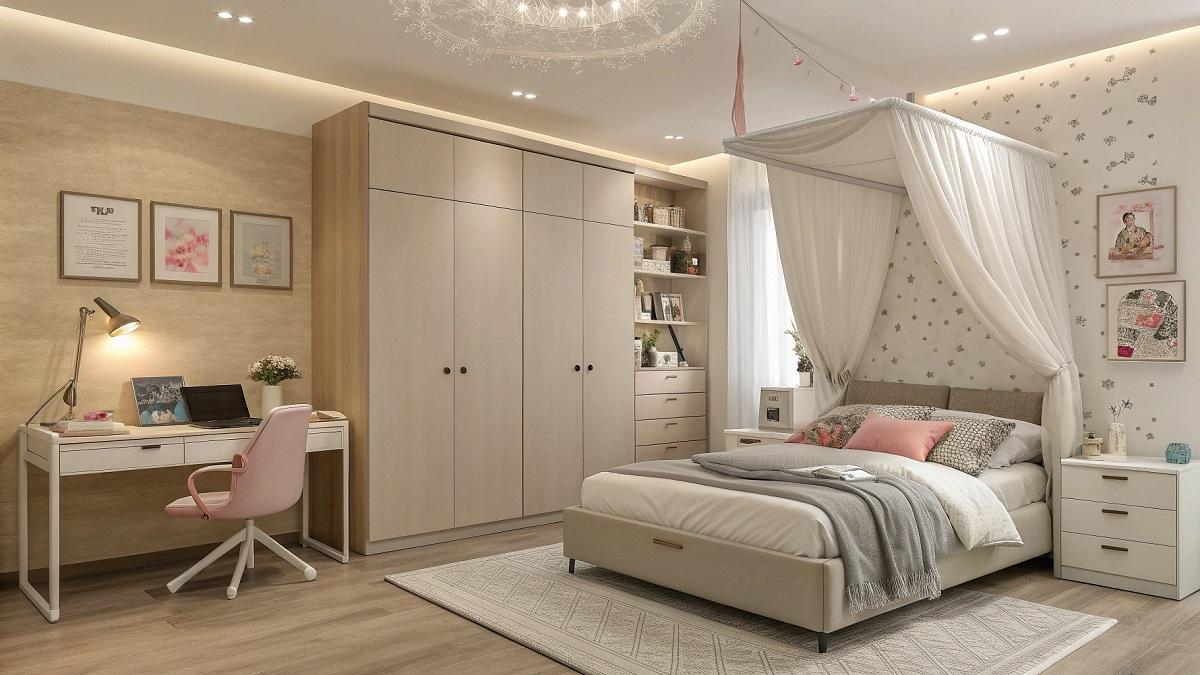 Дизайн спальни для девочки подростка в современном стиле - фото 4