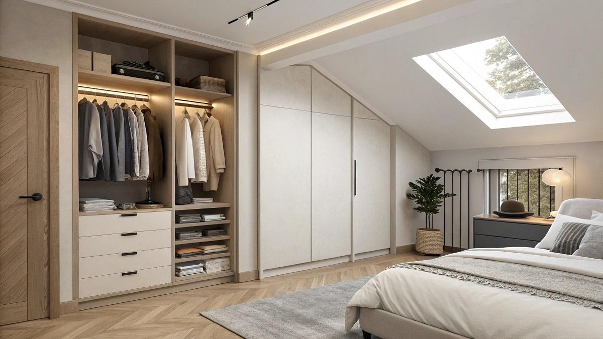 Гардеробная в спальне - фото