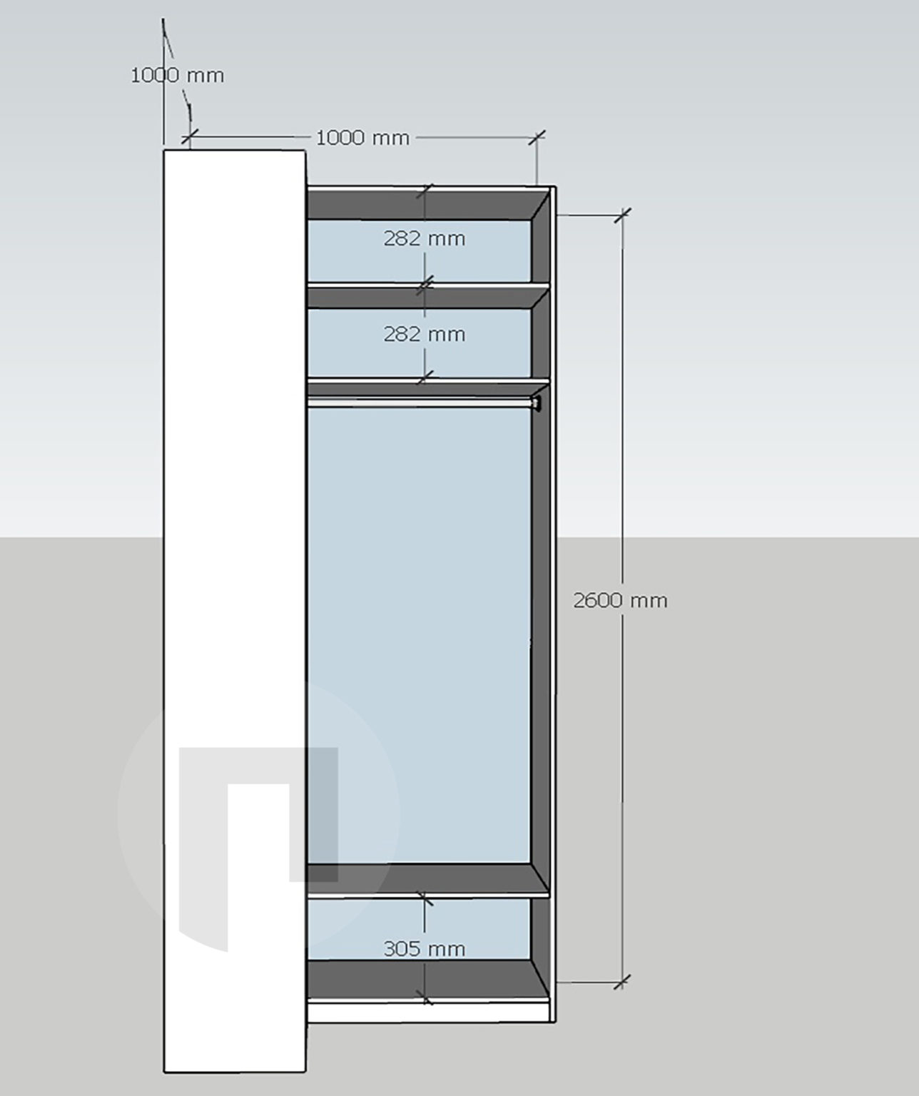 Гардероб 1м на 1м